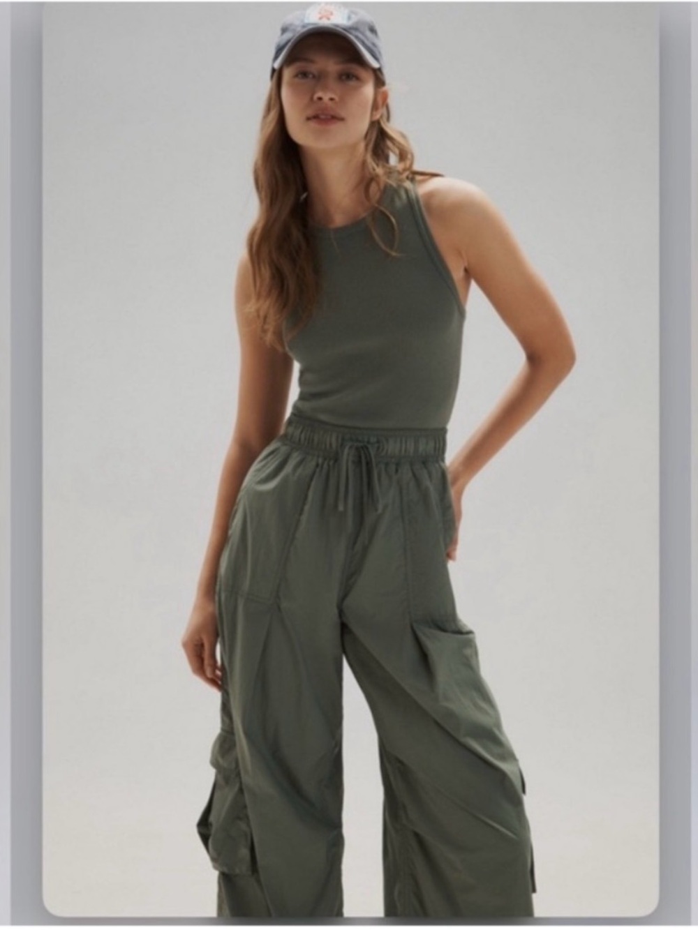 NWOT Anthropology Daily Practice Messa Sleeveless Cargo Jumpsuit in Olive